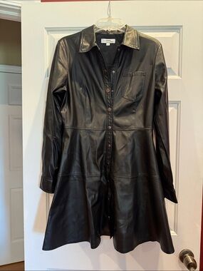 Jason Wu Black Leather Button-Front Coat